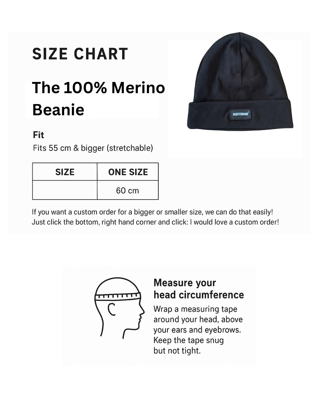 The 100% Merino Beanie Sizing Guide